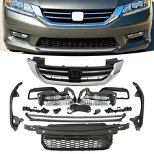 11PCS For Accord 2013 2014 2015 Bumper Upper Lower Grille Mesh Fog Light Kit