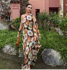 ZARA WOMAN ZW COLLECTION ASYMMETRIC PRINT DRESS Size XL 2969/104/078 NEW