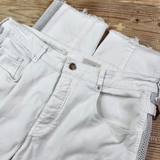 Pilcro and the Letterpress Anthropologie White High Rise Jeans Button Raw Hem 32