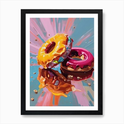 Donuts Ölgemälde 2 Kunstdruck gerahmt Wandbild Poster Leinwanddruck Bild