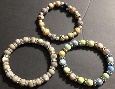 Lot 3 Colorful Polymer Clay Costume Jewelry Stretch Beaded Bracelets Viva Beads