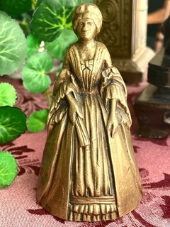 Vintage Solid Brass Lady Bell Marked Bruxelles (Brussels) 4" Tall