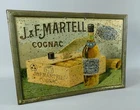 Vintage J & F Martell Cognac Lithographed Tin Sign  c1910