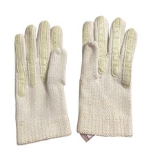 Notice Ladies Cream Knit Gloves One Size Cotton Blend Palm Detail Vintage