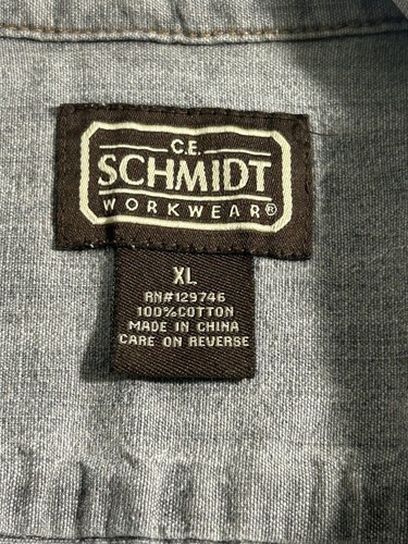CE Schmidt Workwear Men’s Short Sleeve Button Chambray Shirt Gray Size XL - Picture 3 of 6