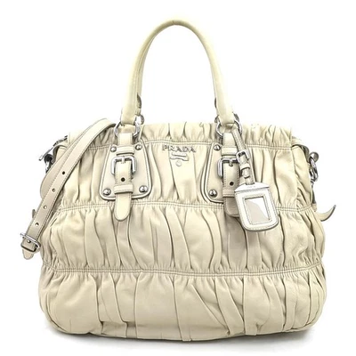 Auth PRADA sac à main sac à bandoulière cuir beige - h31261g - Photo 1/4