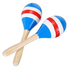 2 Pcs Wooden Maracas, 7.9 Inch Hand Maracas for Beginners, White-Red