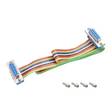 IDC Rainbow Wire Flat Ribbon Cable DB15 F/F Connector 2.54mm Pitch 19.7" Long