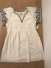 New! Old Navy Dress Womens Medium Embroidered Peasant Tunic Boho Linen Blend
