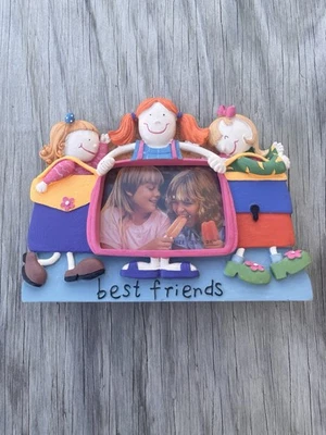 “Best Friends” Theme Picture Frame Holds "3.5” X2.5” Photo Girls Resin Colorful - image 1 of 4