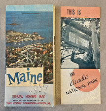 1957 Maine Official Highway Map + Vtg. Bar Ha...