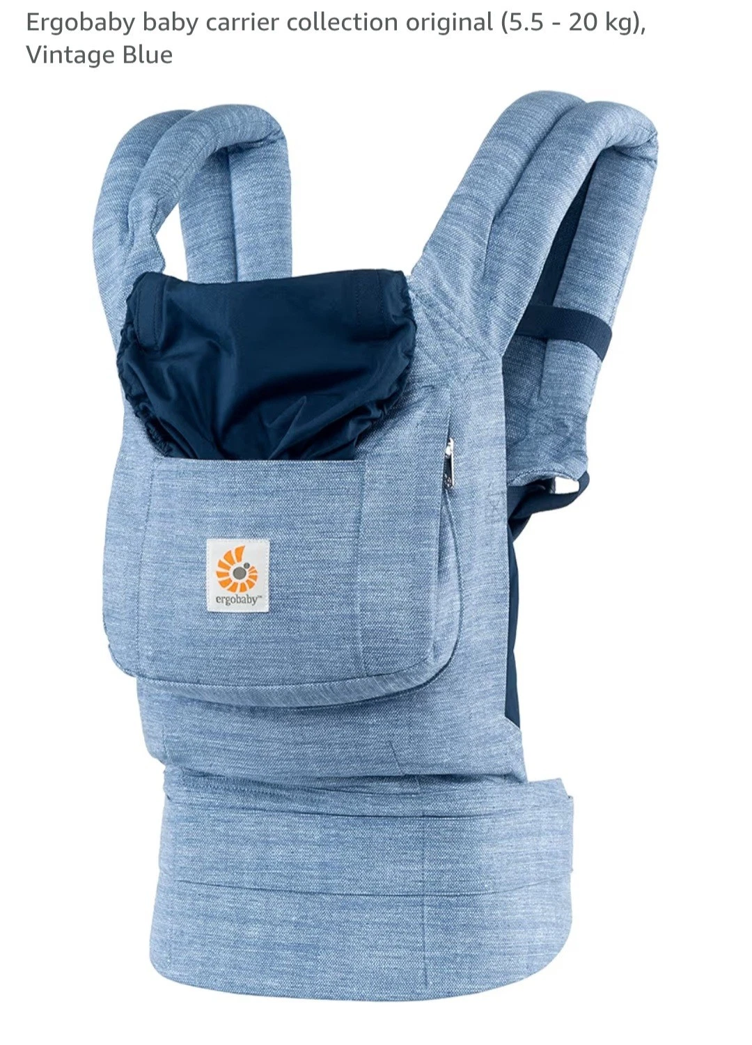 ERGOBABY ORIGINAL Baby Carrier, Vintage Blue, RRP£99, Comfort Adjustable Straps