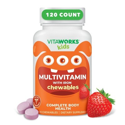 VitaWorks Kids Multivitamin with Iron & 120 Count (Pack of 1), No Color 