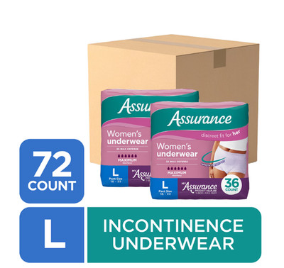 Assurance Women's Incontinence Underwear L, Maximum Absorbency, 72 Count