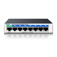 8 Port Gigabit Smart Managed Ethernet Switch Hub Splitter PoE Fanless Metal