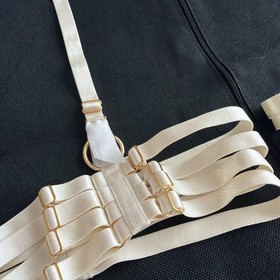 Atelier Bordelle Webbed Garter (Pair) Bondage Lingerie Black Satin Designer