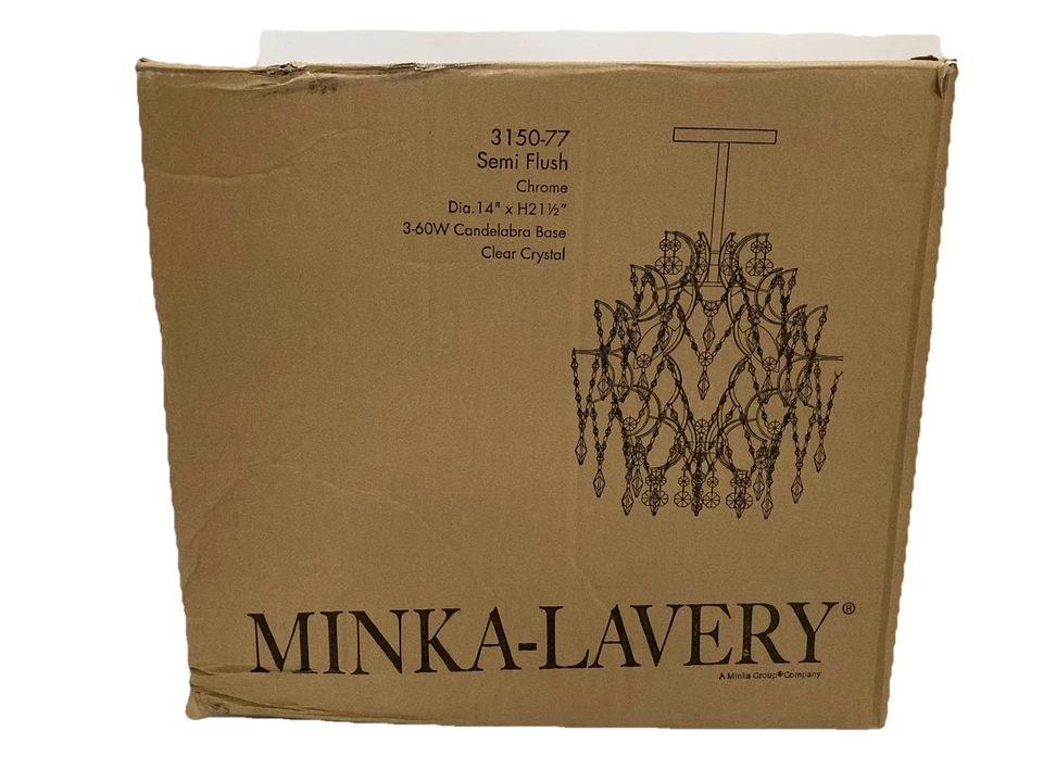Minka Lavery Mini Chandelier 3-Light 3150-77 in Chrome, 17in x 14in - Image 2 of 4