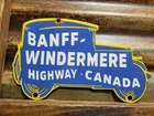 VINTAGE NATIONAL PARK PORCELAIN SIGN OLD BANFF WINDERMERE HIGHWAY CANADA KOOTENA