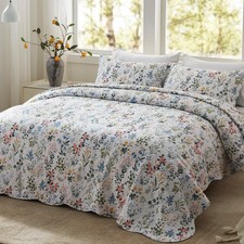 3-Piece King Size Quilt Set Lightweight Bedspread Coverlet 98''x106'' Garden ...