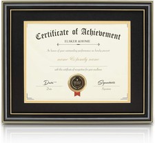 ELSKER HOME Diploma Picture Frames 11x14 with Mat- Black Wood Golden Rim