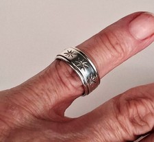 Vtg Sterling Silver Sz 6 Band Ring w/Eight,  ...