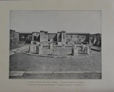 Antique Ancient Rome Roman Pompeii Temple of Augustus Art Print 1910 Original