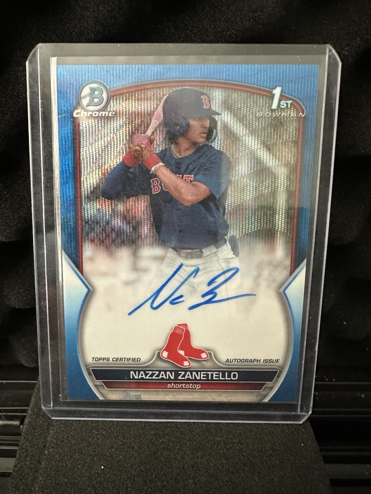 2023 Bowman Chrome Blue Refractor Auto /150 Nazzan Zanetello 1st CDA-NZ