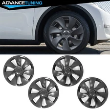 Fits 20-24 Tesla Y 19 Inch Symmetry Design Style 4PCS Wheel Covers Gunmetal ABS