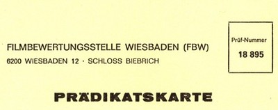 Kino # Prädikatskarte # Filmbewertungsstelle Wiesbaden # DIN-A-5 # gebraucht