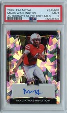 2025 Metal Malik Washington Silver Crystals Rookie RC Auto #'D 4/10 PSA 9 POP 1