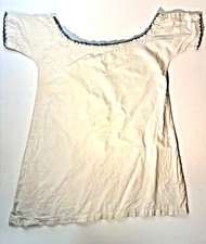 1900's White w/Blue Embroidery Antique Baby Infant Slip Dress Sleep Dress