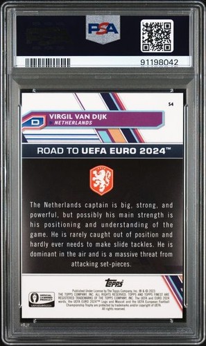 2023 Finest UEFA Virgil Van Dijk Orange 1/25 PSA 10 COLOR MATCH POP 1 - Bild 2 von 2