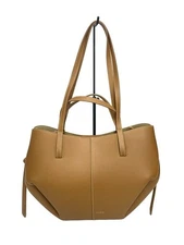 POLENE Cyme Mini Tote Bag Leather Camel Brown Shoulder Handbag Duty Free Auth