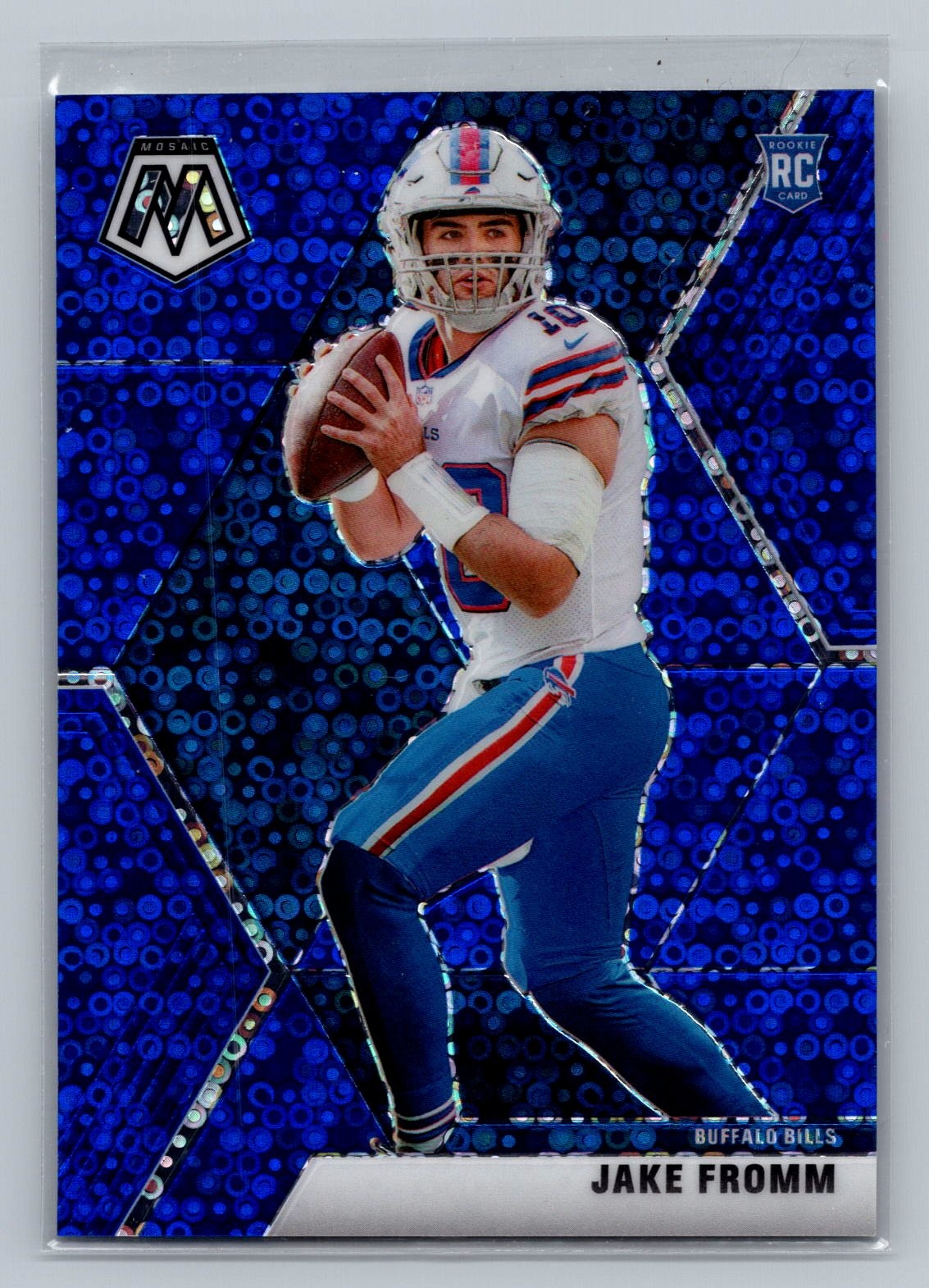 2020 Panini Mosaic Jake Fromm No Huddle Prizm Blue #/75 Rookie #242