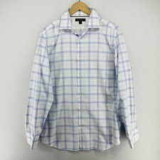 BANANA REPUBLIC Shirt Mens L 16-16.5 Non Iron Slim Fit Oxford Dress Check Blue