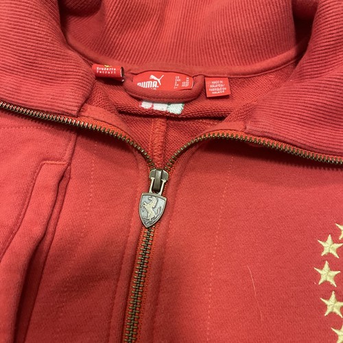 Puma Scudderia Ferrari Full Zip Up Sweatshirt Red Medium Italy Embroidered - Picture 7 of 9