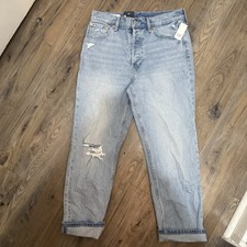 GAP Cheeky Straight High Rise Jeans Light Wash Distressed Size 29 8S NWT
