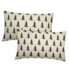 Christmas Lumbar Pillow Covers 12x20 20" x 12" Pack of 2 Black Christmas Tree