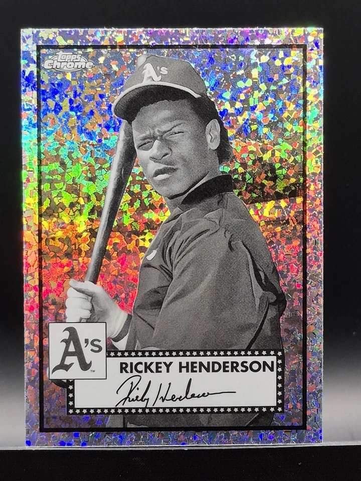 2021 Topps Chrome Platinum Anniv Rickey Henderson Black & White Mini-Diamond SP! - Image 2 of 4