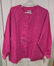 WonderWORK 800 Wonderwink Unisex Snap Front Scrub Jacket Size 4XL Fusia