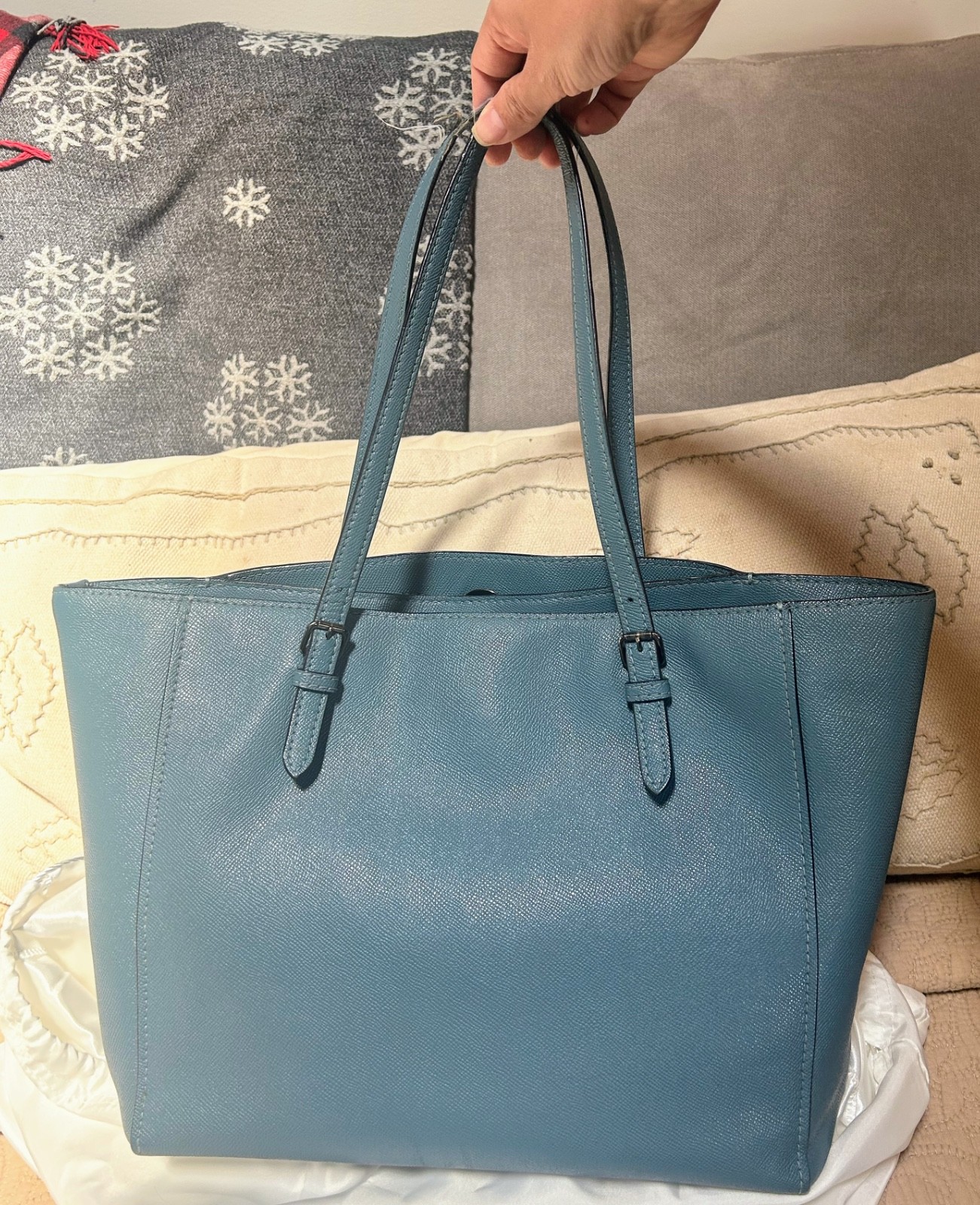 Coach Women's Turnlock Tote blue leather - Gem