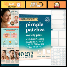 Large Hydrocolloid Pimple Patches for Face - 272CT, 10 Sizes, Acne Treatment