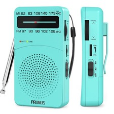 Portable Radio J-166 AM FM Battery Operated with Tuning Light Back Clip