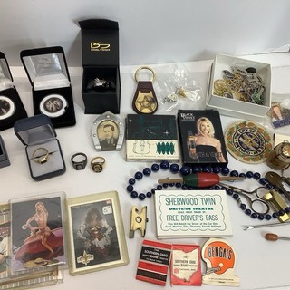 Estate Junk Drawer Lot Vintage Rings Cards Jewelry More Read Description