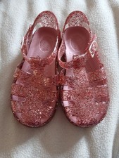 F & F Girls Pink Sparkly Summer Jelly Sandals Size 10 Eur 28