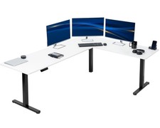VIVO White / Black Electric 84" x 63" Corner Standing Desk, L-Shaped Workstation