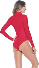 LADIES TOP QUALITY ROLL NECK LONG SLEEVE COTTON LEOTARD / BODYSUITS(Ref 2342)