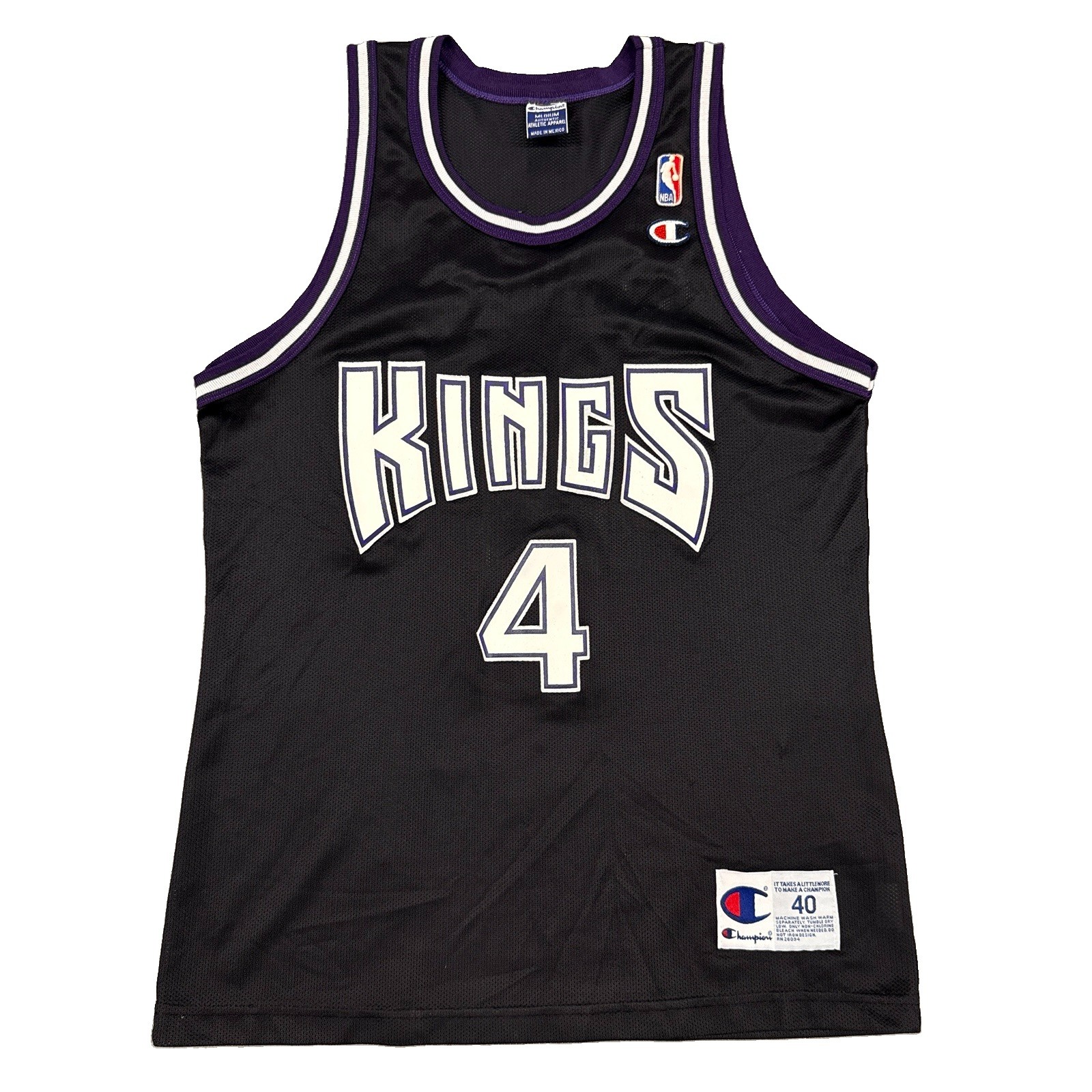 Vintage Champion Sacramento Kings Chris Webber #4 Jersey Size 40 NBA Black