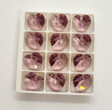 12pc Swarovski Crystal Light Amethyst 10mm Heart 6228 Pendant; Bulk Lot