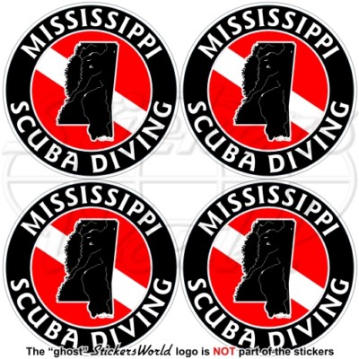 MISSISSIPPI SCUBA DIVING Flag-Carte Forme USA, 50mm Vinyle Autocollant ...